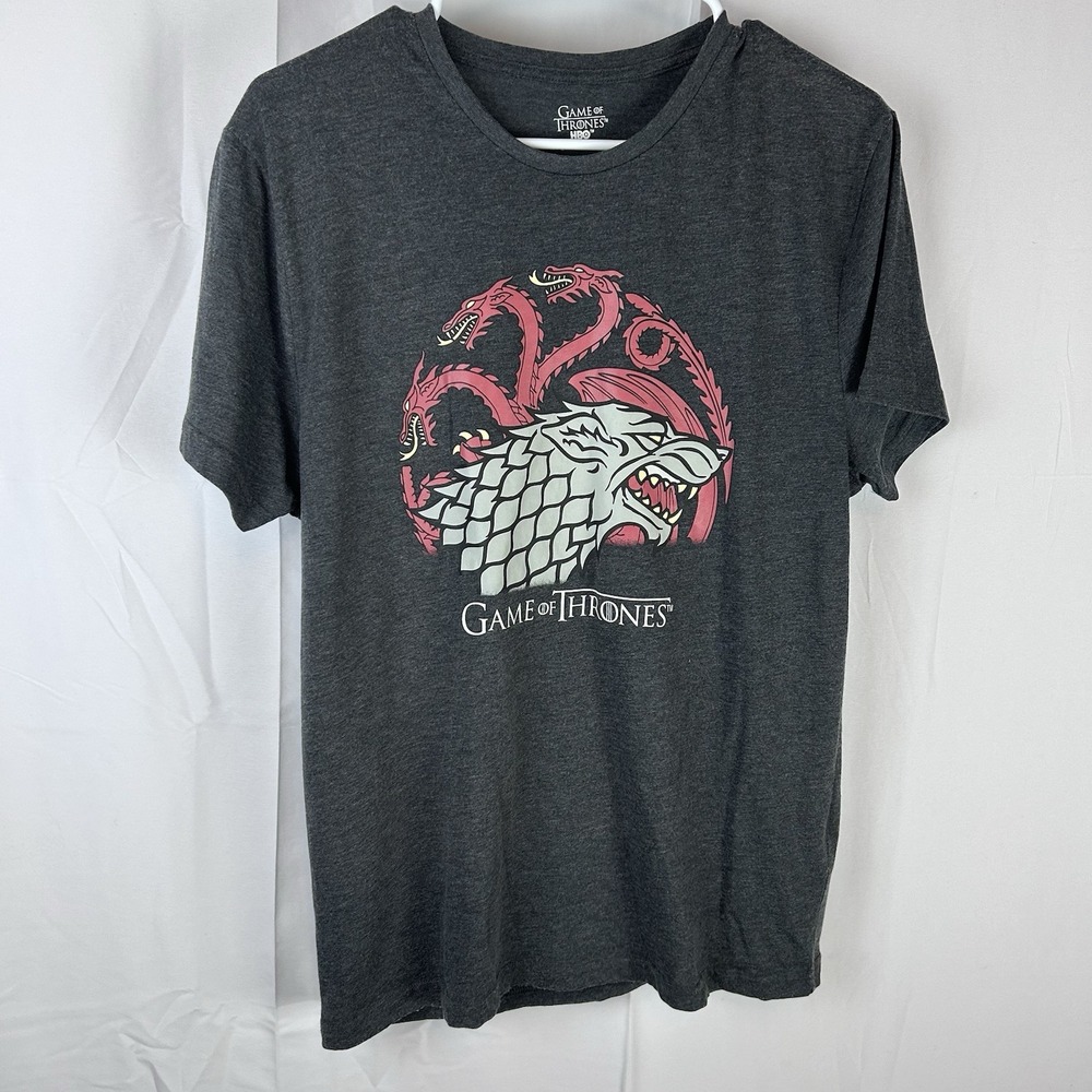 Game of Thrones HBO Gray Stark‎ & Targaryen Sigil Tee Size Small
